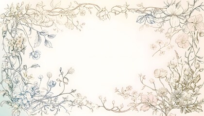 Fototapeta premium Delicate floral design arranged with vines and blank center space