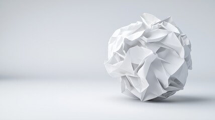Crumpled White Paper Ball: Abstract Idea Concept crumpled paper ball waste discard white texture art