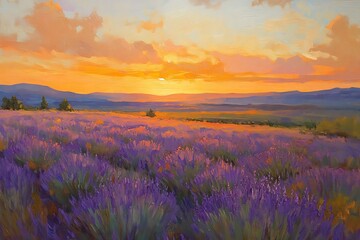 lavender field at sunset