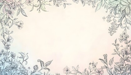 A Floral Pencil Sketch Bordering a Pastel Colored Background