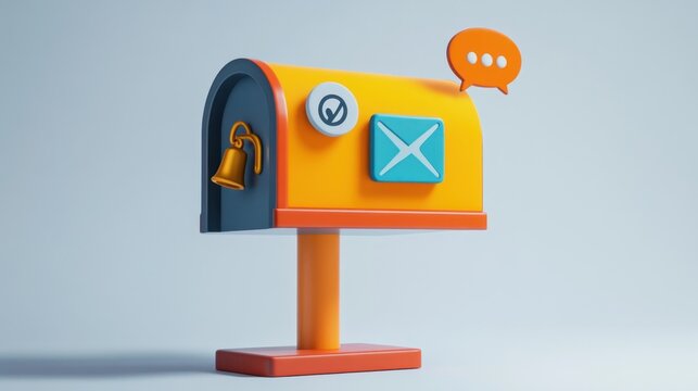 Modern digital mailbox with communication icons