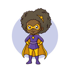 Superhero child cartoon character Vector illustration design