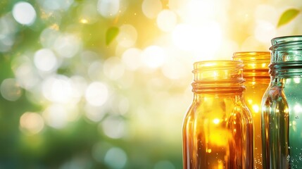 A captivating image of three distinct bottles illuminated by warm light, symbolizing togetherness and joy, perfect for evoking a sense of celebration.