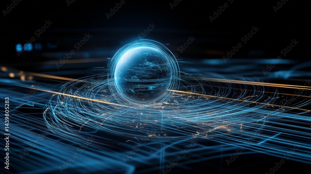 Poster floating holographic simulation of an icy environment in a futuristic science lab