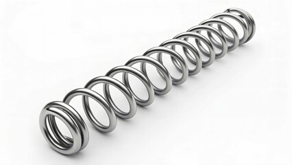 A 2D realistic image of an oscillating spring with a weight at the end on a solid white background.