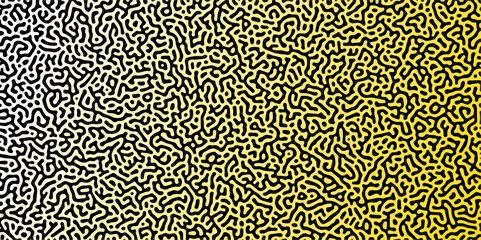 Abstract Reaction-diffusion Turing pattern natural texture yellow gradient color scheme. Linear design with biological algorithm psychedelic background. Reaction-diffusion or truing patter