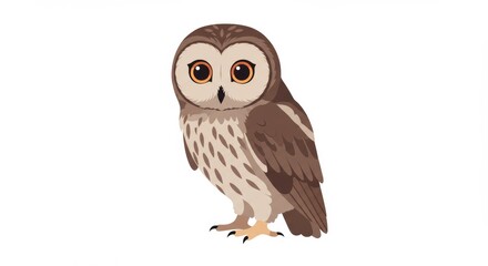 Fototapeta premium Stylized Minimalist Owl Illustration on White Background, Elegant Graphic Design