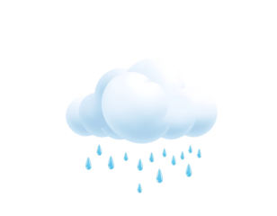 3D Cartoon Cloud with Rain Drops