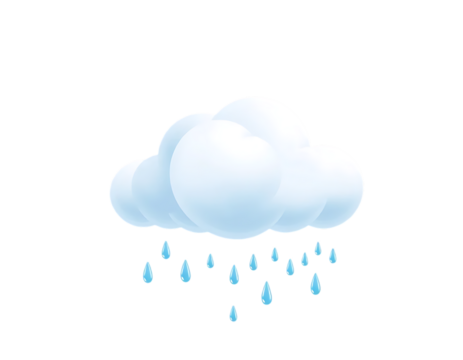 3D Cartoon Cloud with Rain Drops