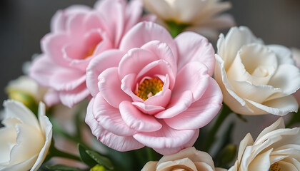 Fototapeta premium bunch of pink and white flowers in a vase