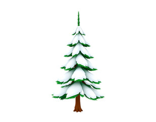 Fototapeta premium 3D Cartoon Christmas Tree with Snow