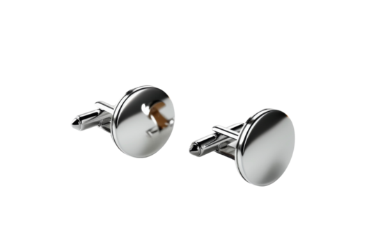 Personalized Cufflinks in Sterling Silver Isolated On White Background