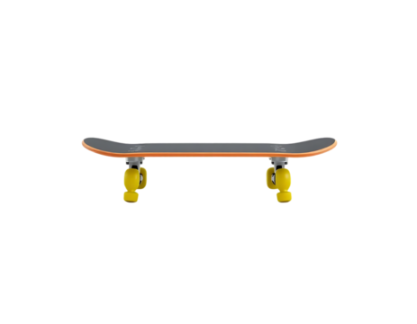 Skateboard with Yellow Wheels Isolated on Transparent Background