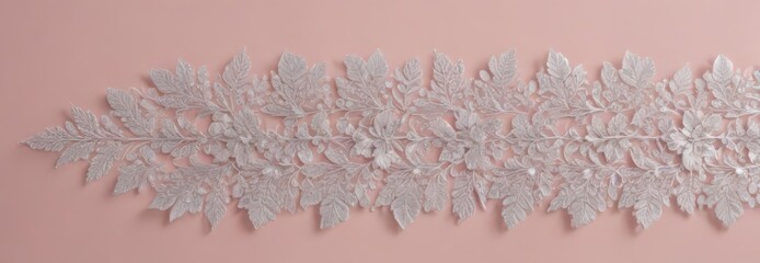 Intricate silver leaf lace border on blush pink, delicate texture ,  border,  digital