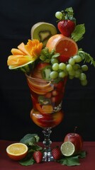 Fruit arrangement in glass vase