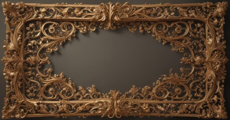 Intricate swirls & flourishes form elegant frame  Golden, ornate, vintage ,  filigree,  occasion