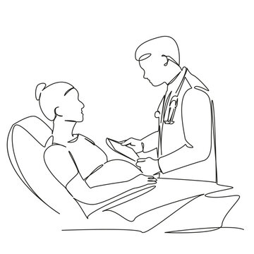 pregnant woman doctor consultation line art clip art preview