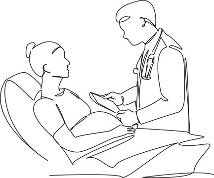 pregnant woman doctor consultation line art clip art preview