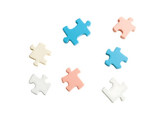 Scattered Puzzle Pieces on Transparent Background
