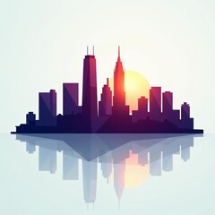 Obraz premium Geometric low poly cityscape silhouette with skyscrapers and streets, monochrome, geometric, illustration