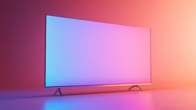 Modern flat-screen TV in vibrant lighting