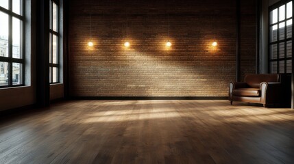 Obraz premium A bright and airy rustic space featuring warm wooden tones and subtle lighting, perfect for creating an inviting atmosphere for gatherings, work, or personal relaxation nestled in nature.