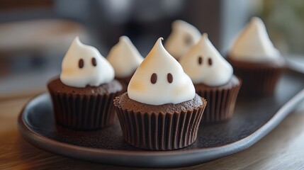 Delicious chocolate ghost cupcakes halloween treat spooky festive sweet dessert baking food cute dark