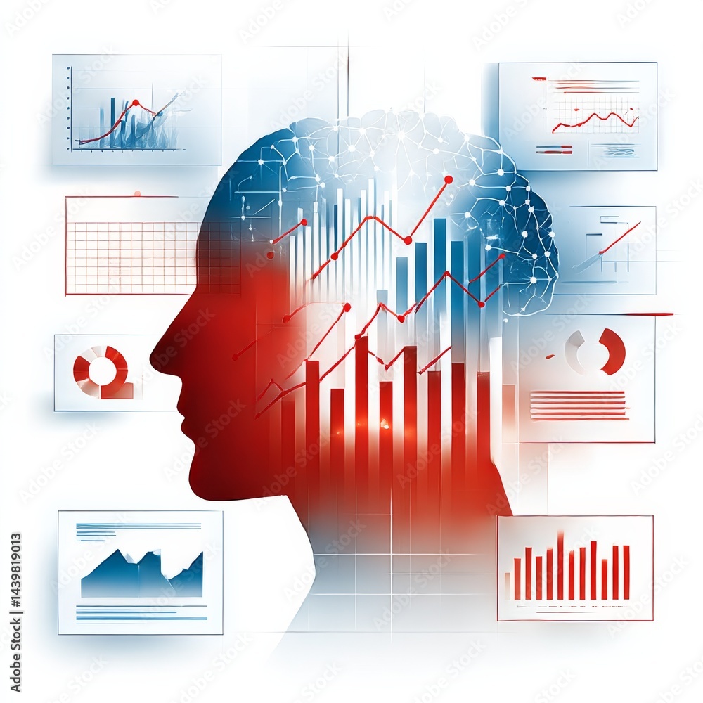 Leinwandbilder data-driven insights: analyzing market trends and growth strategies with analytical brainpower in th