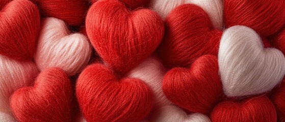 Red and White Yarn Hearts