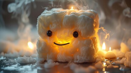 Melting candle with face
