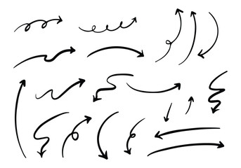 ペンの手書きの矢印セット_黒 (Pen handwritten arrow set black). Vector Illustration eps file.