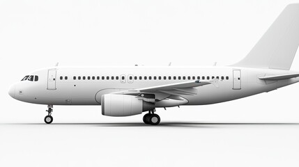 This rendering showcases a side view of an Airbus A319 aircraft, highlighting its aerodynamic design against a clean white backdrop