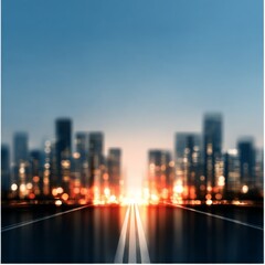 Fototapeta premium Road to the City of Lights: An Abstract Journey through Urban Illumination and Modern Architecture