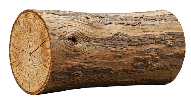 Troncos de madera natural colocados sobre un fondo blanco.