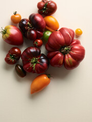 Sweet farm tomatoes over beige background