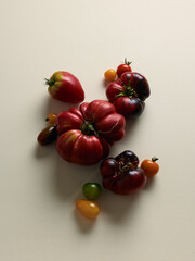 Sweet farm tomatoes over beige background