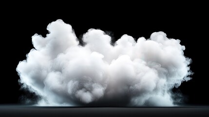 A dramatic formation of fluffy white clouds on a black backdrop, showcasing the beauty of weather phenomena and evoking emotions of wonder and serenity.