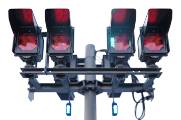 Traffic Flow Monitoring with Cameras Isolated On White Background