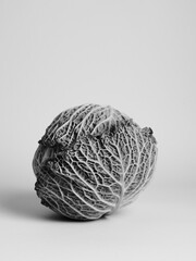 Black and white photo of savoy cabbage background