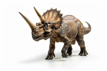 Obraz premium Triceratops: Ancient Horned Dinosaur Isolated On White Background
