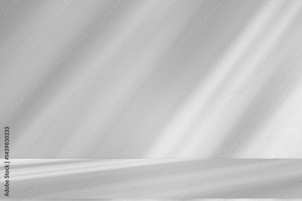 Aufkleber Wall interior background, studio and backdrops show products.with shadow from window color white and grey. background for text insertion and presentation product	