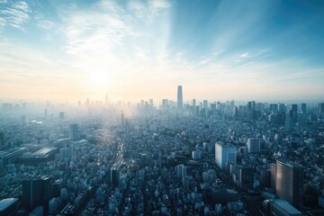 Cityscape panorama at dawn