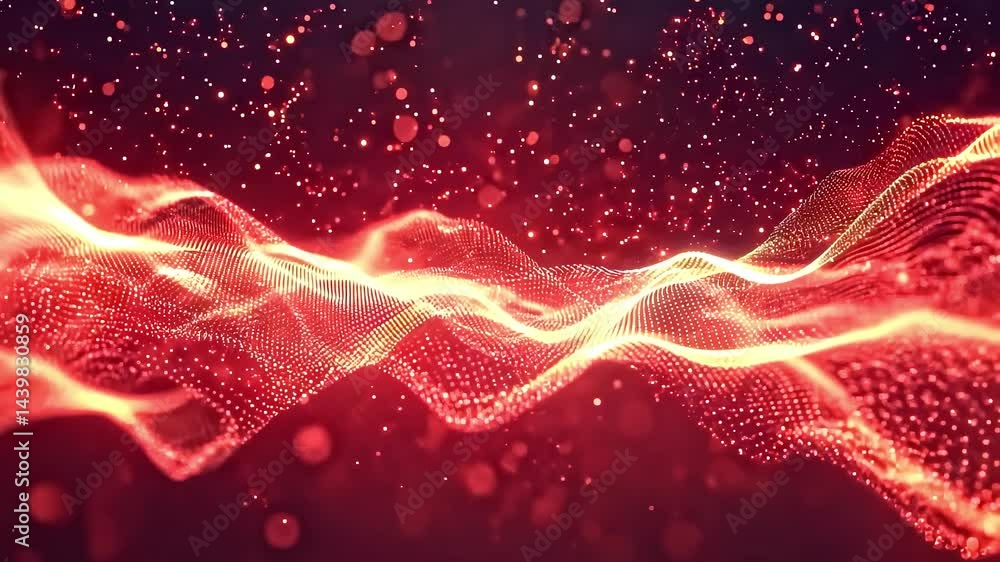 Aufkleber red particle wave dynamic background