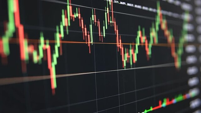 Stock market charts on a monitor