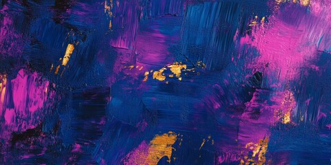 Abstract Painting with Bold Colors and Gold Leaf