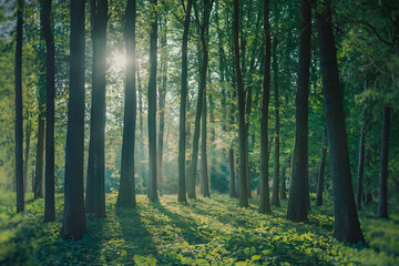 morning aun in the forest