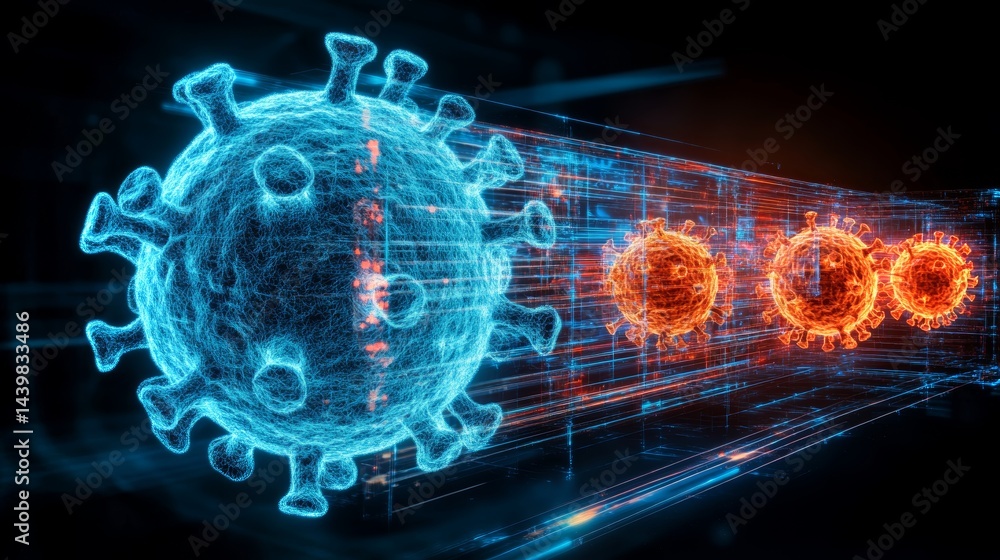 Aufkleber exploring the complexities of immune response through advanced holographic technology