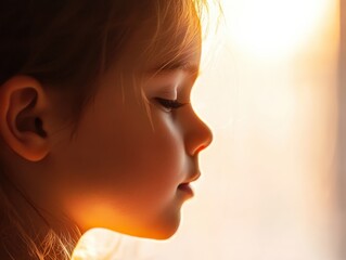 Girl in profile sunlight