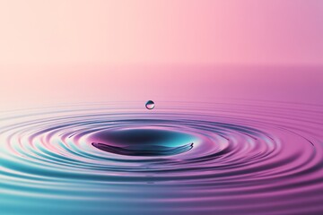 Vibrant ripples of water droplet impact.