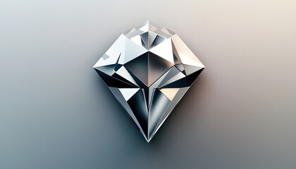 A detailed view of a clear faceted diamond gemstone on grey surface